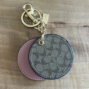 Coach Mirror Bag Charm In Signature Canvas Pink
